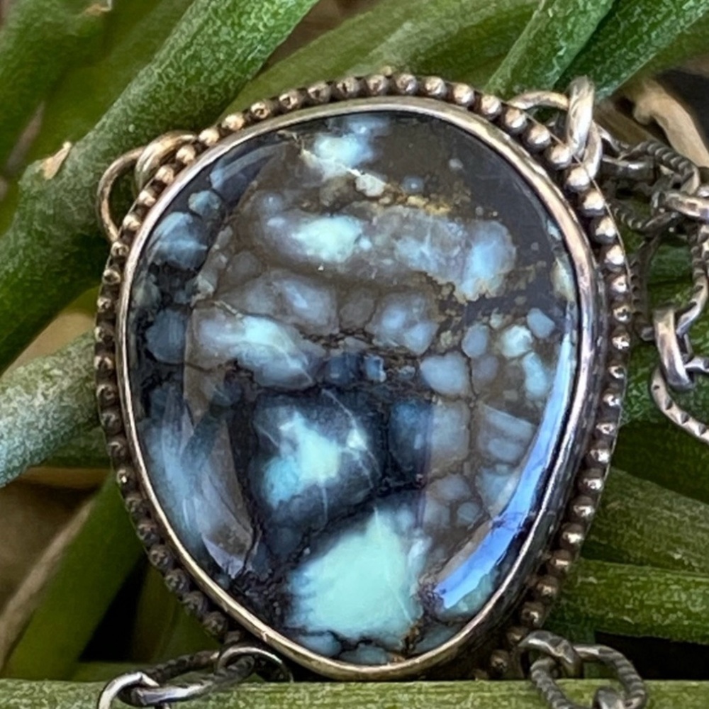 Lander Blue Variscite Sterling Silver Necklace